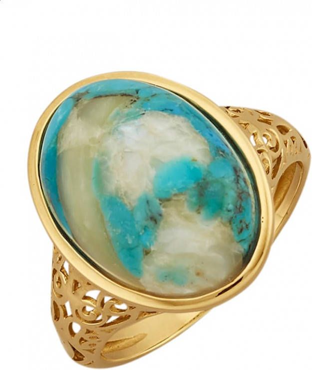 WENZ Damesring met turkoois en parelmoer Turquoise