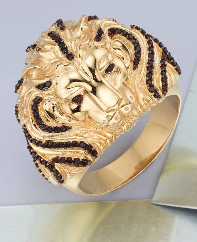 WENZ Herenring van echt zilver met onyx Zwart
