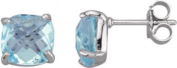 KLiNGEL Oorstekers met blauwe topazen Zilverkleur