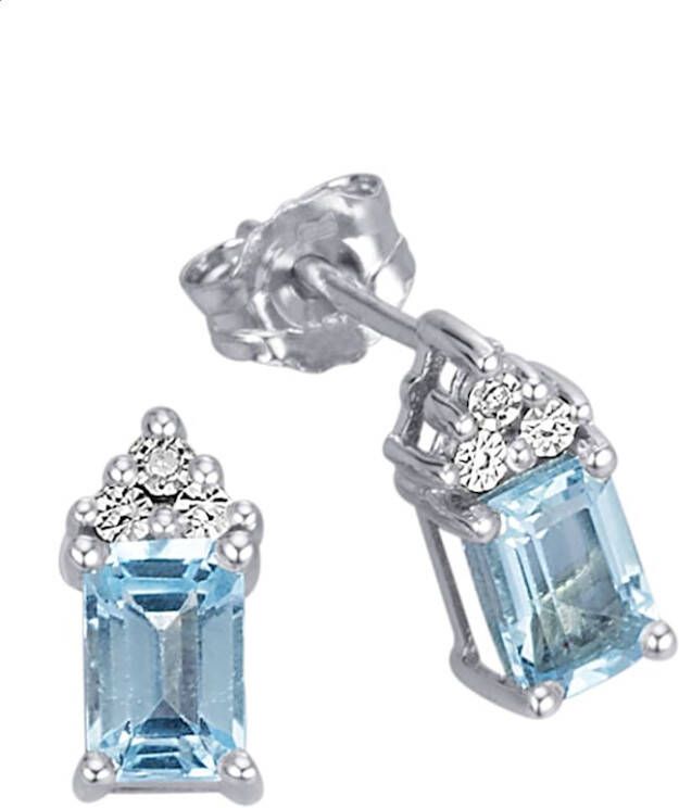 KLiNGEL Oorstekers met blauwtopaas, echt zilver Zilverkleur