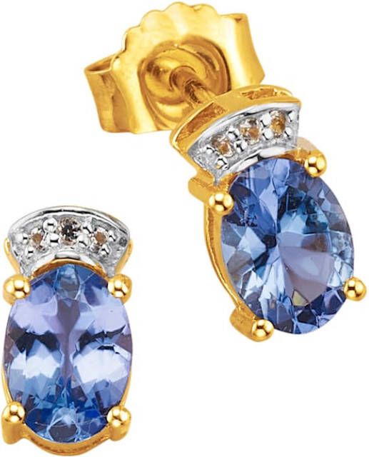 WENZ Oorstekers met tanzaniet Goudkleur