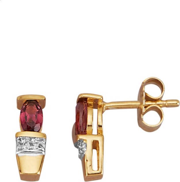 KLiNGEL Oorstekers met toermalijn en wittopaas, van echt zilver Goudkleur